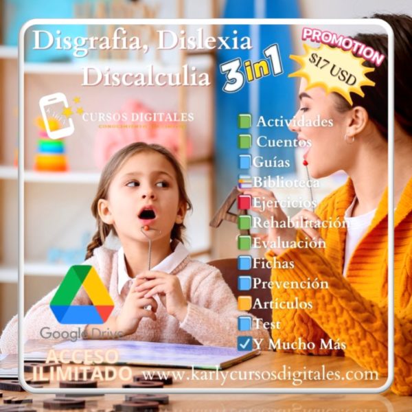 5 Pack 3 En 1 Disgrafia Dislexia Y Discalculia Karly Cursos Digitales