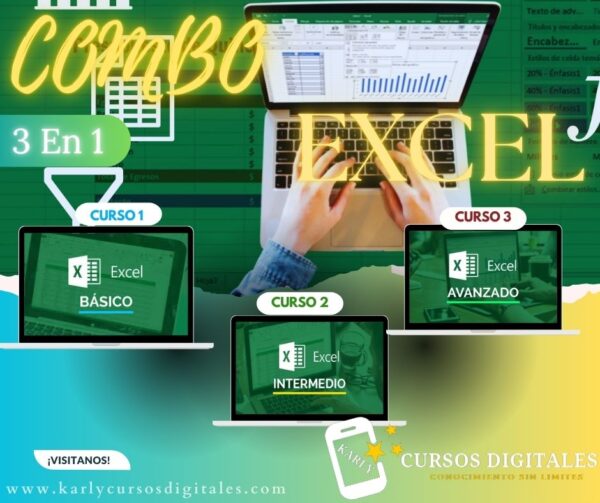 Combo Cursos Excel Principiante, Excel  Intermedio y Excel Experto + Bonus